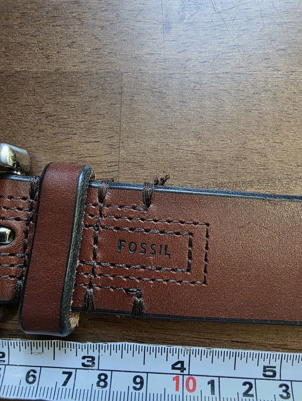 Fossil Hanover Men's Brown Leather Belt Size 40 Classic Casual Silver Buckle